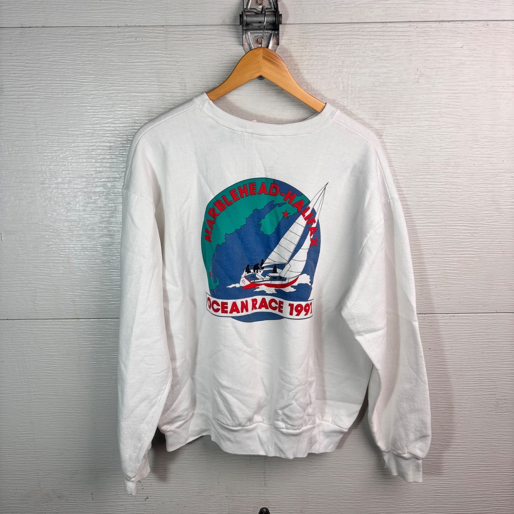1991 Vtg Marblehead Halifax Ocean Race Sweatshirt Sailing Sailboat Breakers L